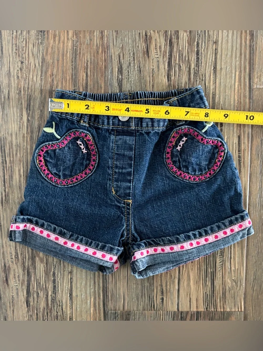 Y2K Gymboree Denim Jean Shorts Jorts 18-24 Months Apple Embroidery Cuffed 2006